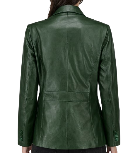 Women's Green Lambskin Leather Blazer