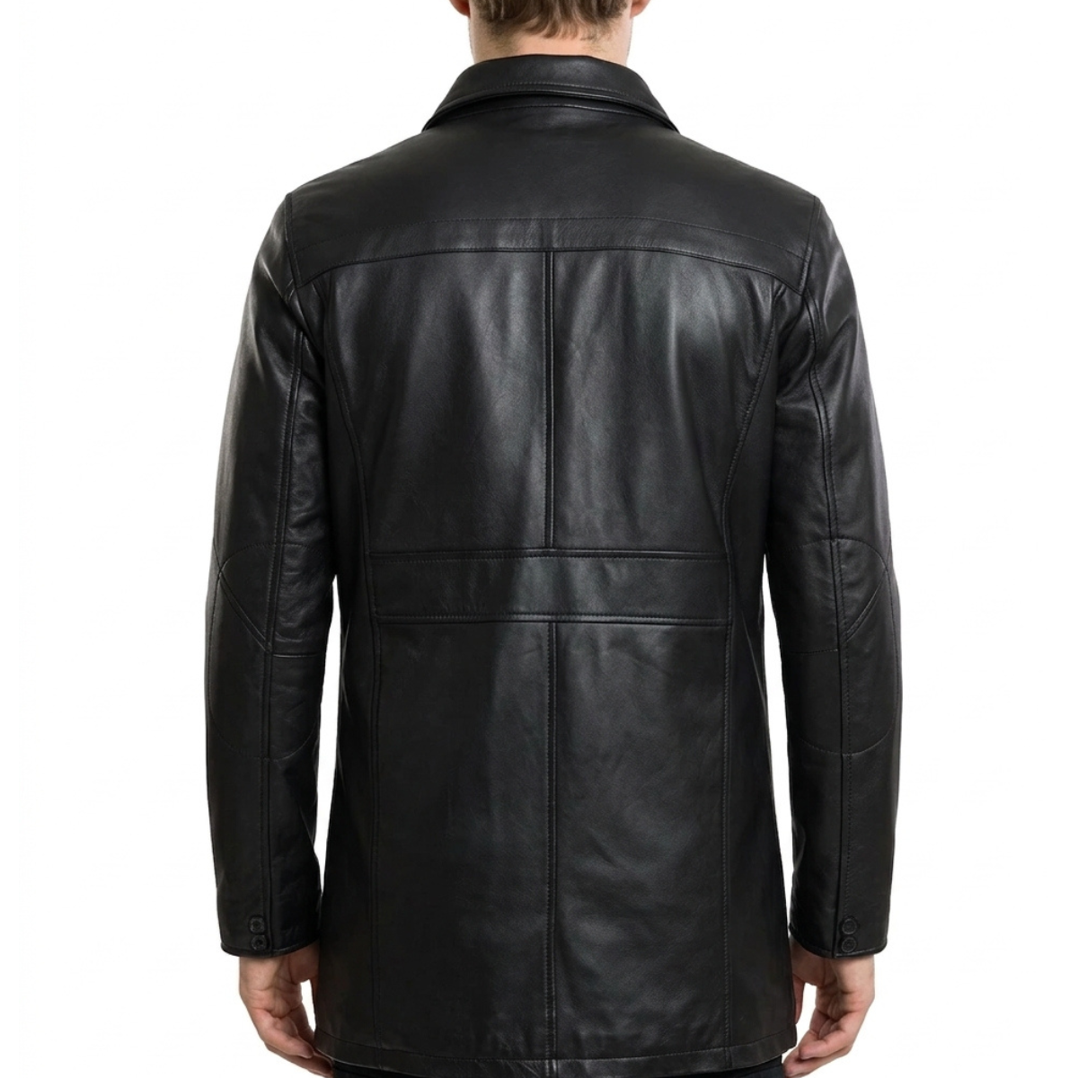 Men’s Real Leather Black Car Coat
